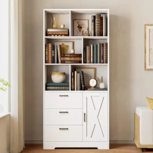 IRONCK Tall Bookshelf with Drawers