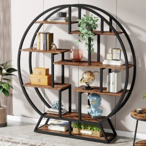 Tribesigns Round Industrial Bookshelf